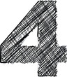 Hand draw font. NUMBER 4