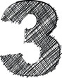 Hand draw font. NUMBER 3
