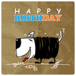 Greeting card with cute cartoon doggy.