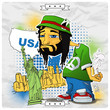 Rasta character on a usa-background. Vector illustration.