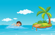 Vector: A boy swimming at the beach A boy swimming at the beach