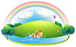 A girl swimming at the beach