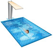 Vector: A swimming pool with a young boy A swimming pool with a young boy