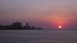 Skyline and sunset in La Habana, Cuba with Caribbean sea