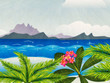 Grunge tropical island in the ocean