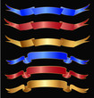 Vector: Set of ribbons in gold, red and blue colors Set of ribbons in gold, red and blue colors