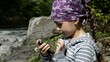 little girl with smart phone