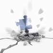 Illustration of a metallic web link icon fallen from sky