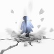 Illustration of a metallic web link icon fallen from sky