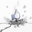 Illustration of a metallic web link icon fallen from sky