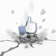 Illustration of a metallic web link icon fallen from sky