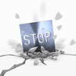 Illustration of a metallic web link icon fallen from sky