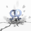 Illustration of a metallic web link icon fallen from sky