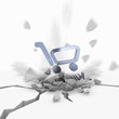 Illustration of a metallic web link icon fallen from sky