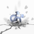 Illustration of a metallic web link icon fallen from sky