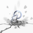 Illustration of a metallic web link icon fallen from sky