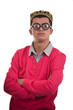 Portrait of a smart geek with funny glasses
