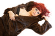 Photo: sexy young red-haired woman wearing underwear and mink fur coat sexy young red-haired woman wearing underwear and mink fur coat