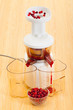 slow juicer making cranberry juice