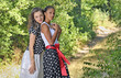 Two romantic girl surrounded by leaves