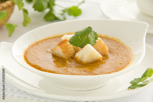 Photo: Lentil soup with curry. Lentil soup with curry.