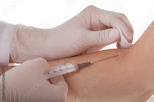 Photo: Disinfection before blood donation Disinfection before blood donation