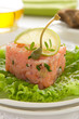 Tartar of salmon with lime.