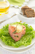Tartar of salmon with lime.