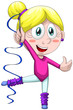 Girl gymnast ribbon sport character cartoon style vector