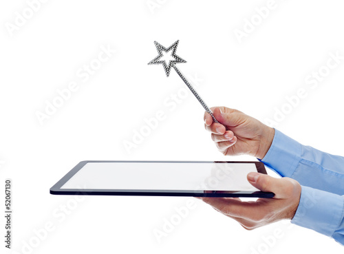 Photo: Digital age wizard concept Digital age wizard concept