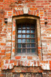 Old Window With Bars In A Red ...