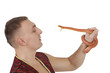 Man with Red Texas rat snake