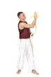 Young Man with python snake