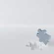 Illustration: gray puzzle in the corner of white surface gray puzzle in the corner of white surface