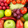 bright background  of vegetables and fruits