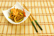 Chinese food, noodles with shrimps