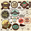 Collection  of vintage vector food labels bakery and sweets