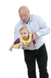 Grandfather with granddaughter, isolated on white