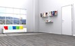 Living room with library