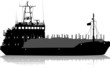Silhouette of the sea cargo ship