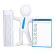 3d man holding conditioner and checklist