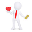 3d man changes the heart of a gold bullion
