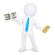 3d man changes the gold for cash