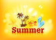 Beautiful yellow summer background, illustration.