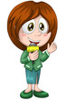 Girl woman journalist microphone character cartoon style vector