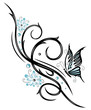 Tribal, Blüten, Schmetterling, hellblau