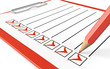 Checklist. Red clipboard and pencil.