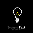 Bright lightbulb icon symbol on black background- vector graphic