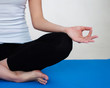 cropped half-image of yoga Sukhasana pose