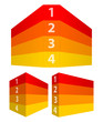 Vector: Red and yellow numbered rows in perspective like a 3d wall Red and yellow numbered rows in perspective like a 3d wall